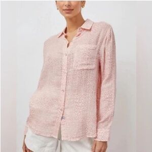 Rails Ellis Organic Cotton Gauze Shirt Rose Cheetah size L